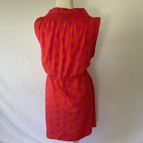 Escapada Women's M Medium Orange and Pink Sleeveless Drawstring Waist Mini Dress - Picture 4 of 5